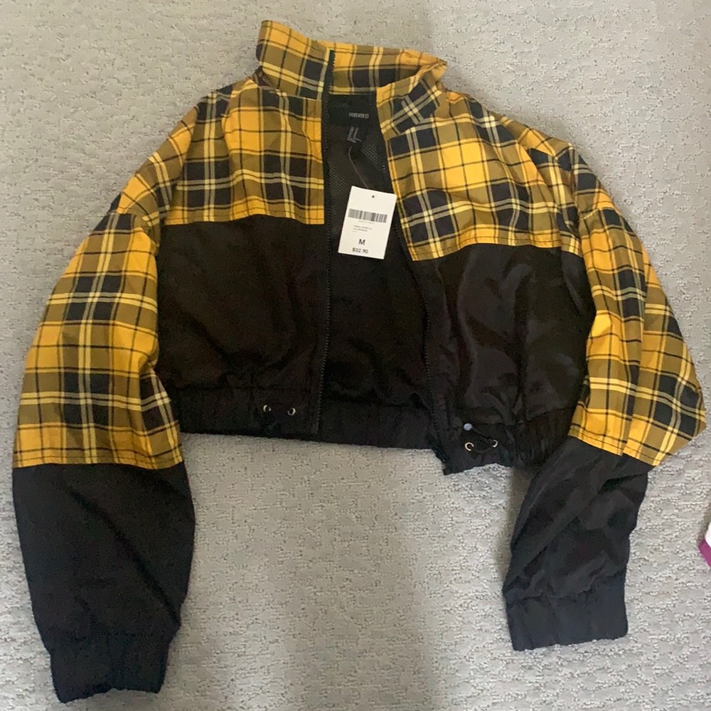 cropped yellow plaid jacket